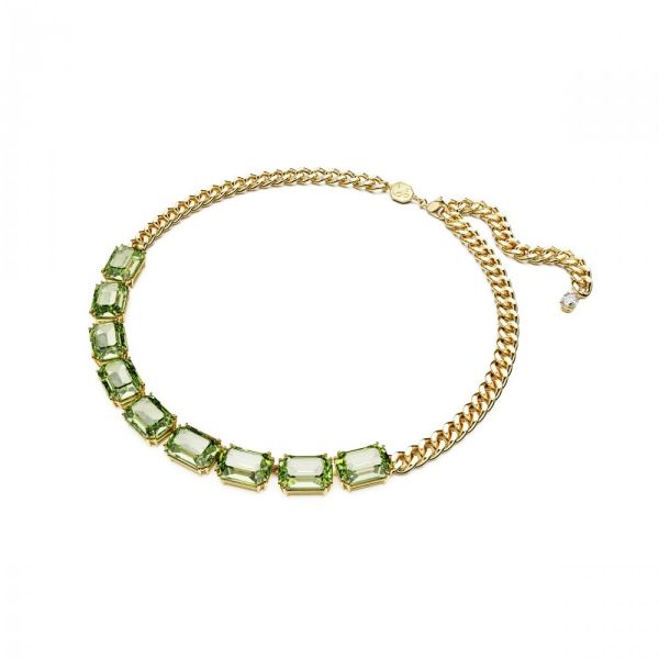 Colar Swarovski Millenia Corte octogonal Verde Revestido a tom de Dourado