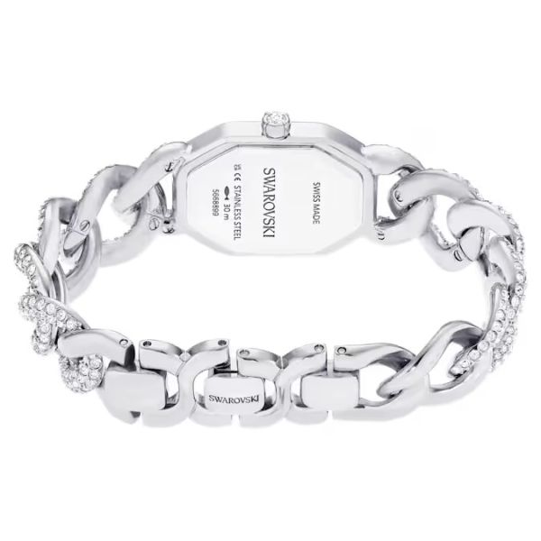 Relógio Swarovski Dextera Chain Fabrico suíço Bracelete em cristal Prata Aço inoxidável