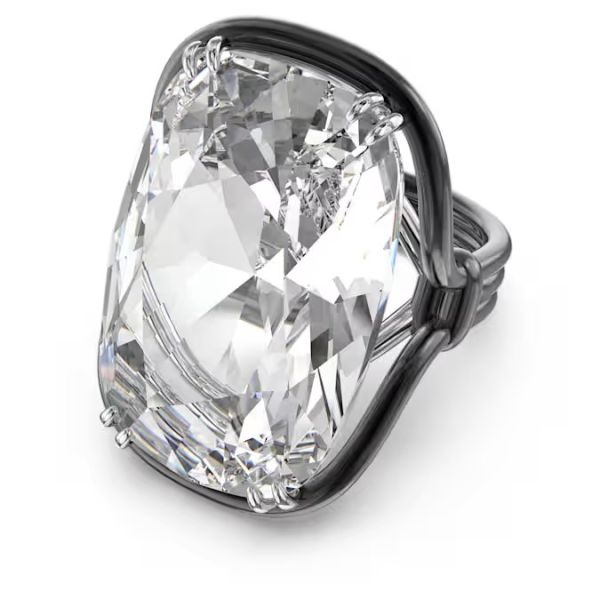 Anel Swarovski cocktail Harmonia Cristal de grandes dimensões Branco Acabamento de combinação de metais 60