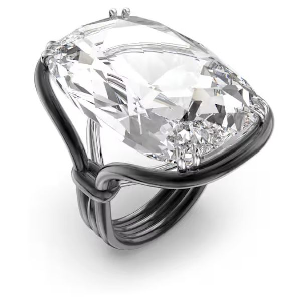 Anel Swarovski cocktail Harmonia Cristal de grandes dimensões Branco Acabamento de combinação de metais 60