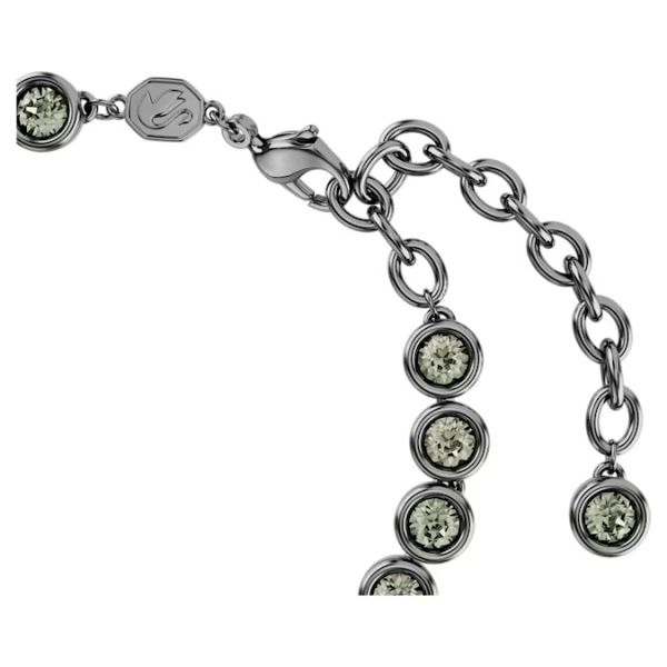 Pulseira Swarovski Imber Tennis Lapidação Redonda Preta Lacada a Ródio
