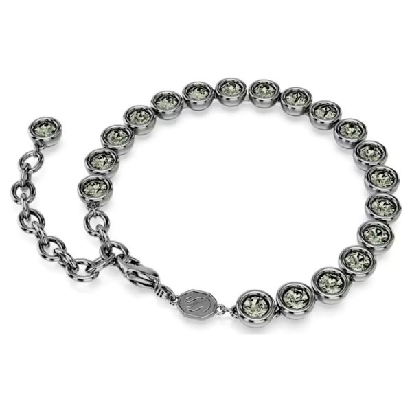 Pulseira Swarovski Imber Tennis Lapidação Redonda Preta Lacada a Ródio