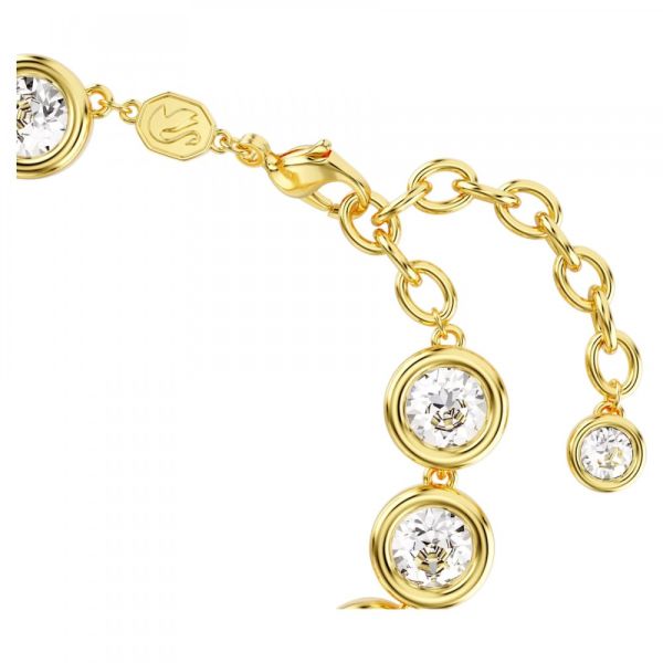 Pulseira Swarovski Imber Lapidação Redonda Branca Lacado a Dourado