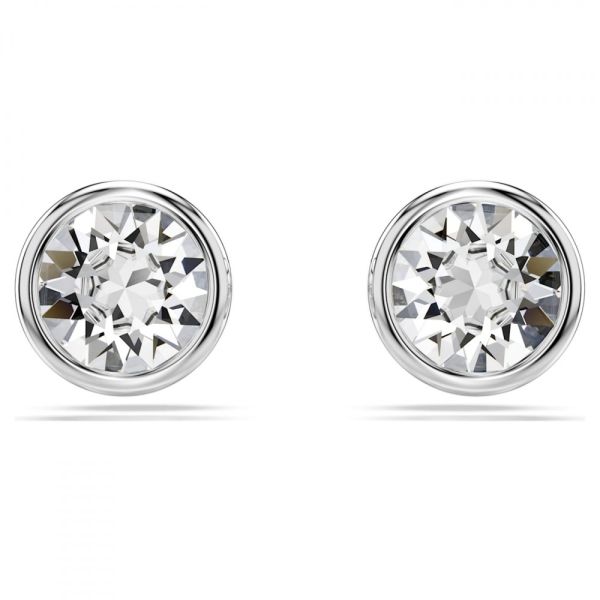 Brincos Swarovski stud Imber Lapidação redonda Branco Lacado a ródio
