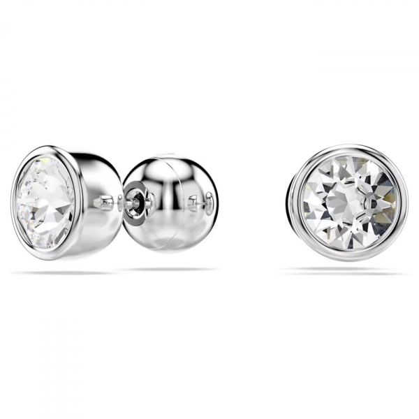 Brincos Swarovski stud Imber Lapidação redonda Branco Lacado a ródio