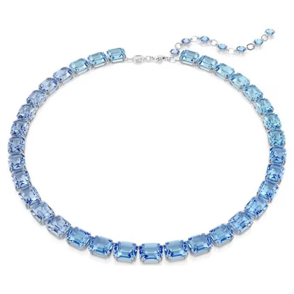 Colar Swarovski Tennis Millenia Lapidação octogonal Gradiente de cor Azul Lacado a ródio
