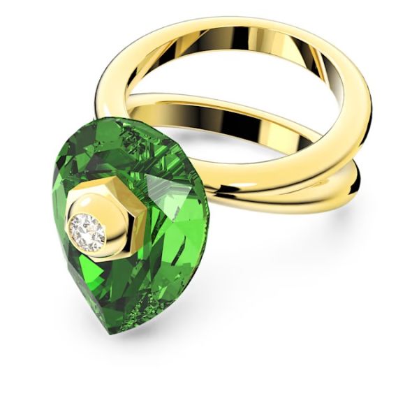 Anel Swarovski Numina Lapidação pera Verde Lacado a dourado 55