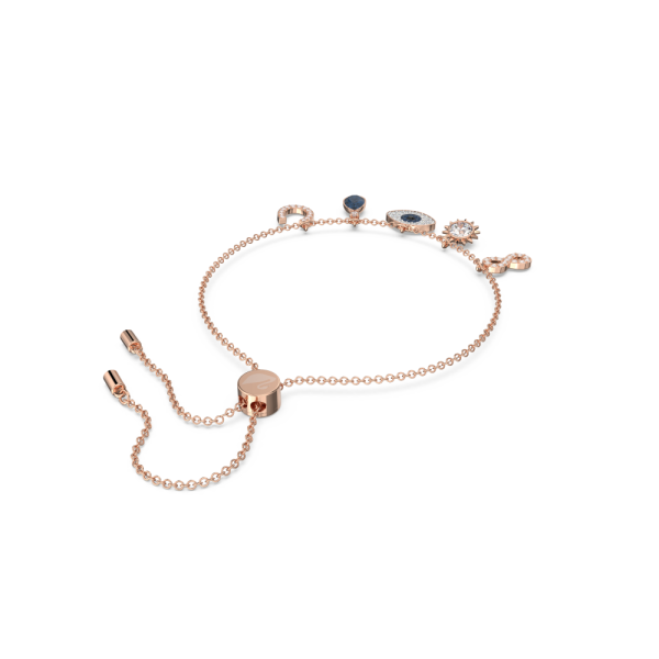 Pulseira Swarovski Symbolic Infinito Olho Grego e Ferradura Azul Lacado a Rosa Dourado