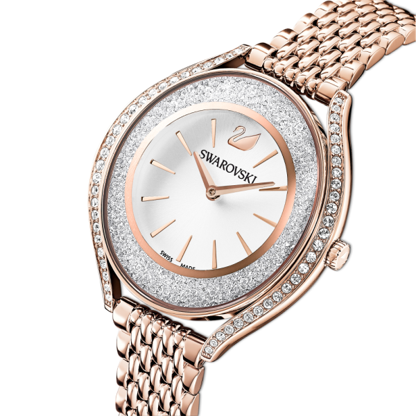 Relógio Swarovski Crystalline Aura Tom Dourado Rosa Acabamento em Rosa Dourado