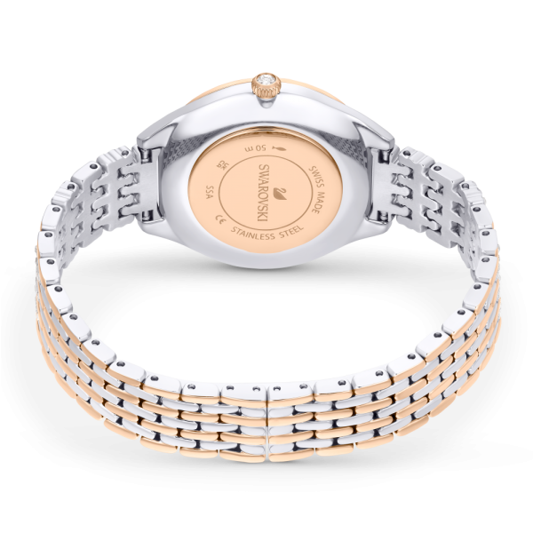 Relógio Swarovski Attract Fabrico Suiço Pavé Pulseira de Metal Tom Dourado Rosa Acabamento de Combinação de Metais 5649987