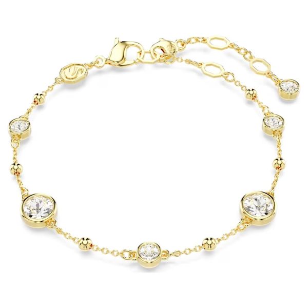 Pulseira Swarovski Imber Lapidação redonda Branca Lacado a dourado