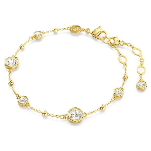 Pulseira Swarovski Imber Lapidação redonda Branca Lacado a dourado