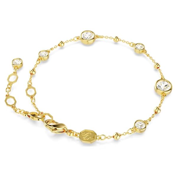 Pulseira Swarovski Imber Lapidação redonda Branca Lacado a dourado
