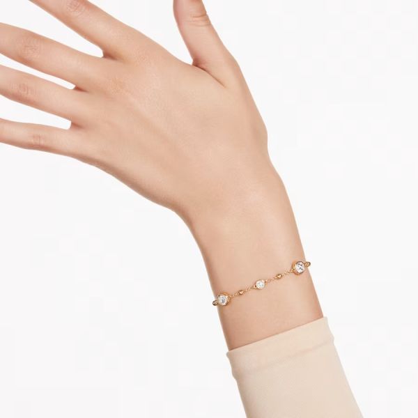 Pulseira Swarovski Imber Lapidação redonda Branca Lacado a dourado