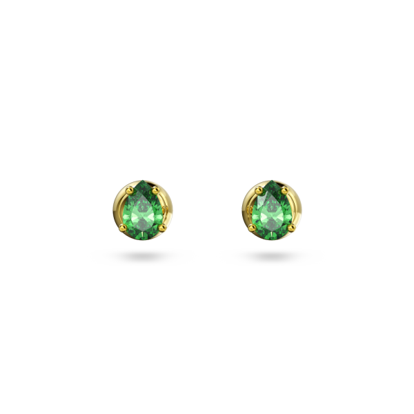 Brincos Swarovski Stud Stilla Lapidação Pera Verde Lacado a Dourado