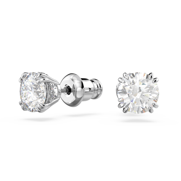 Brincos Swarovski Stud Constella Lapidação Redonda Branco Lacado a Ródio