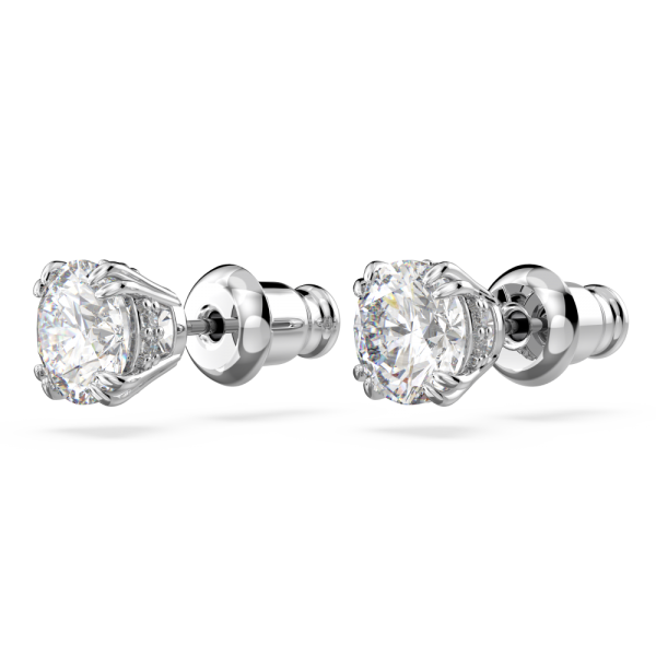 Brincos Swarovski Stud Constella Lapidação Redonda Branco Lacado a Ródio