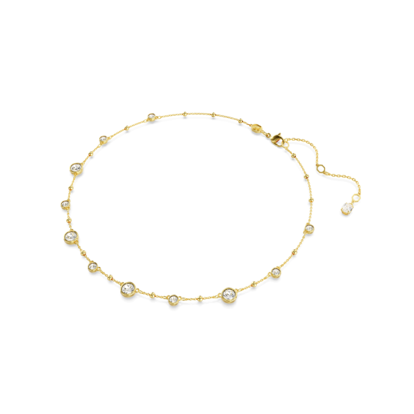 Colar Swarovski Imber Lapidação redonda Design disperso Branco Lacado a dourado