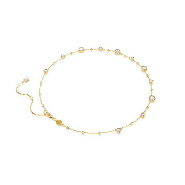 Colar Swarovski Imber Lapidação redonda Design disperso Branco Lacado a dourado