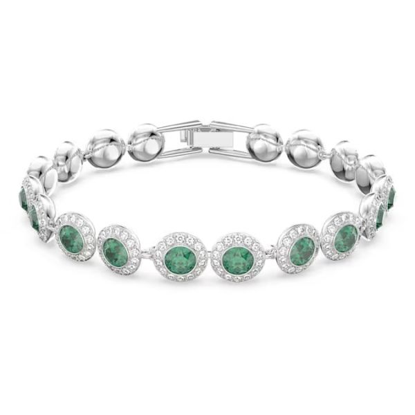 Bracelete Swarovski Tennis Una Angelic Lapidação redonda Pavé Média Verde Lacado a ródio