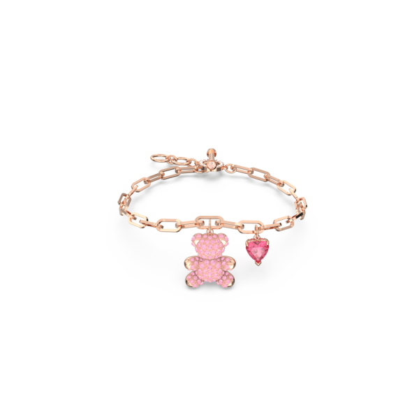Pulseira Swarovski Teddy Urso Rosa Lacado a Rosa Dourado