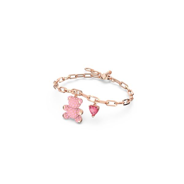 Pulseira Swarovski Teddy Urso Rosa Lacado a Rosa Dourado