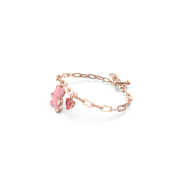 Pulseira Swarovski Teddy Urso Rosa Lacado a Rosa Dourado
