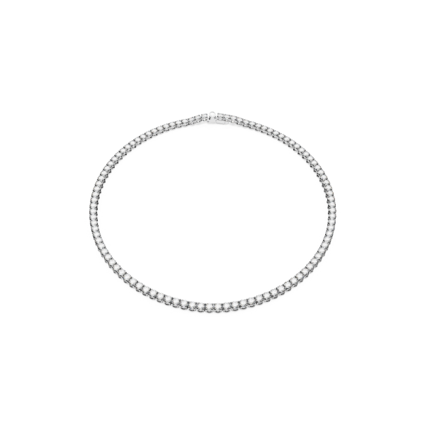 Colar Swarovski Matrix Tennis Lapidação redonda Branco Lacado a ródio
