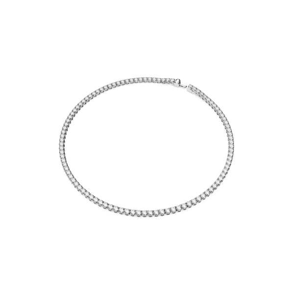 Colar Swarovski Matrix Tennis Lapidação redonda Branco Lacado a ródio