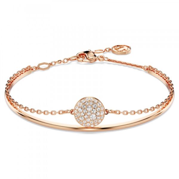 Bracelete Swarovski Meteora Branca Lacado a Rosa Dourado