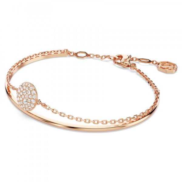 Bracelete Swarovski Meteora Branca Lacado a Rosa Dourado