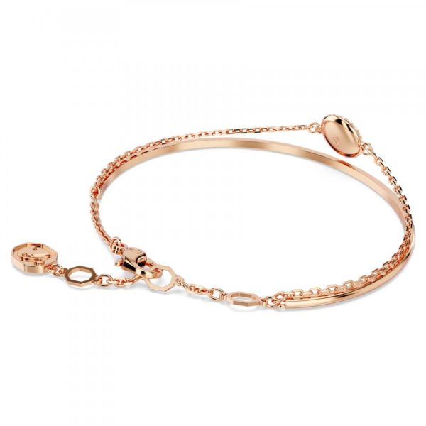 Bracelete Swarovski Meteora Branca Lacado a Rosa Dourado