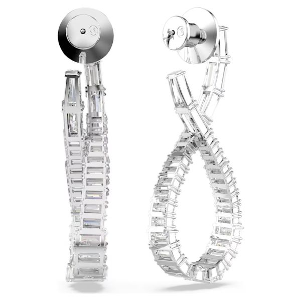 Brincos Swarovski compridos Hyperbola Infinity Branco Lacado a ródio