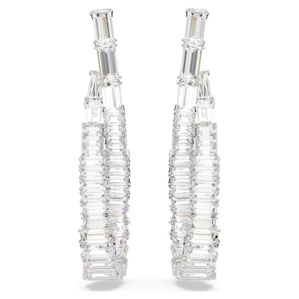 Brincos Swarovski compridos Hyperbola Infinity Branco Lacado a ródio