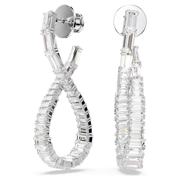 Brincos Swarovski compridos Hyperbola Infinity Branco Lacado a ródio