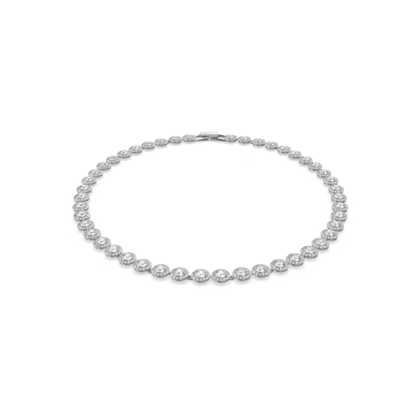 Colar Swarovski Angelic Lapidação Redonda Branco Lacado a Ródio