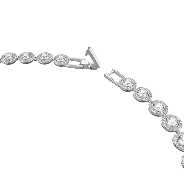 Colar Swarovski Angelic Lapidação Redonda Branco Lacado a Ródio