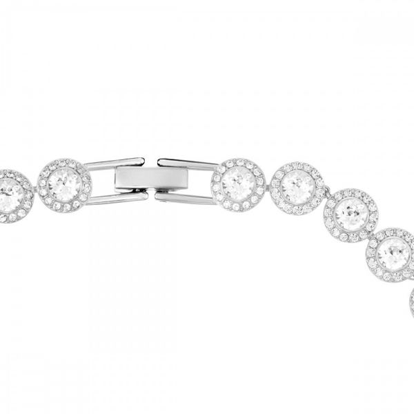 Colar Swarovski Angelic Lapidação Redonda Branco Lacado a Ródio