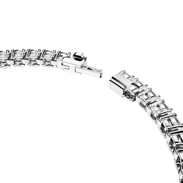 Pulseira Swarovski Matrix Tennis Lapidação Redonda Pequena Branca Lacado a Ródio