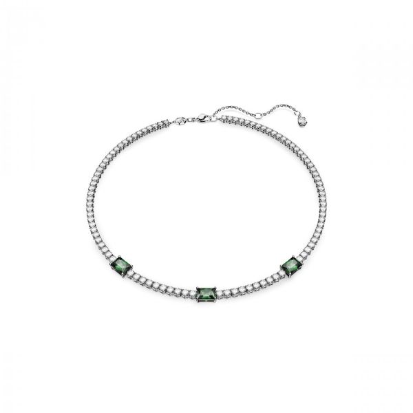 Colar Swarovski Matrix Tennis Combinação de lapidações Verde Lacado a ródio