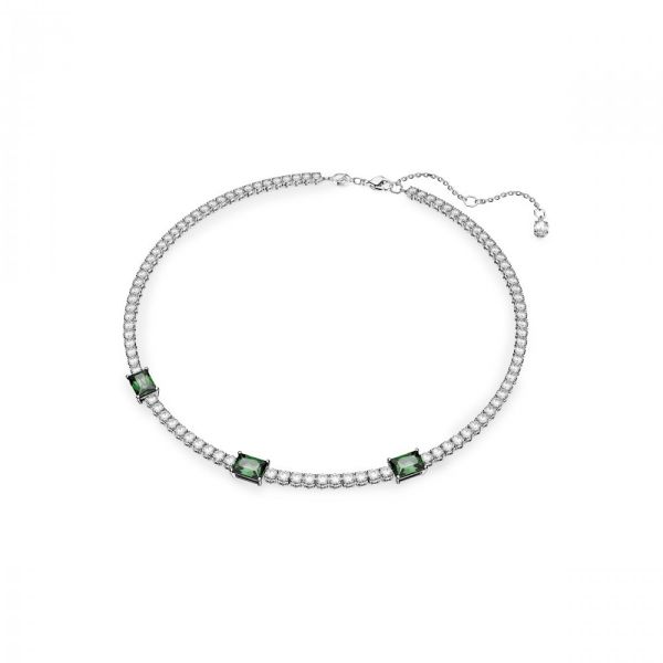 Colar Swarovski Matrix Tennis Combinação de lapidações Verde Lacado a ródio