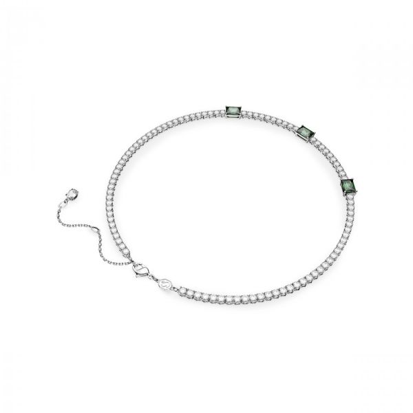 Colar Swarovski Matrix Tennis Combinação de lapidações Verde Lacado a ródio