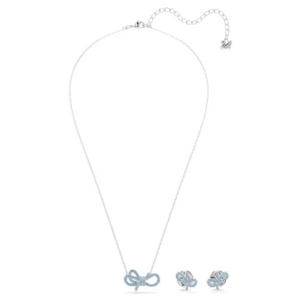 Conjunto Swarovski Lifelong Bow Laço Azul Lacado a Ródio