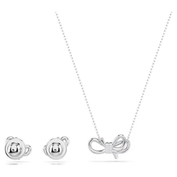 Conjunto Swarovski Lifelong Bow Laço Azul Lacado a Ródio