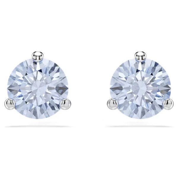Brincos Swarovski stud Solitaire Lapidação redonda Azul Lacado a Ródio