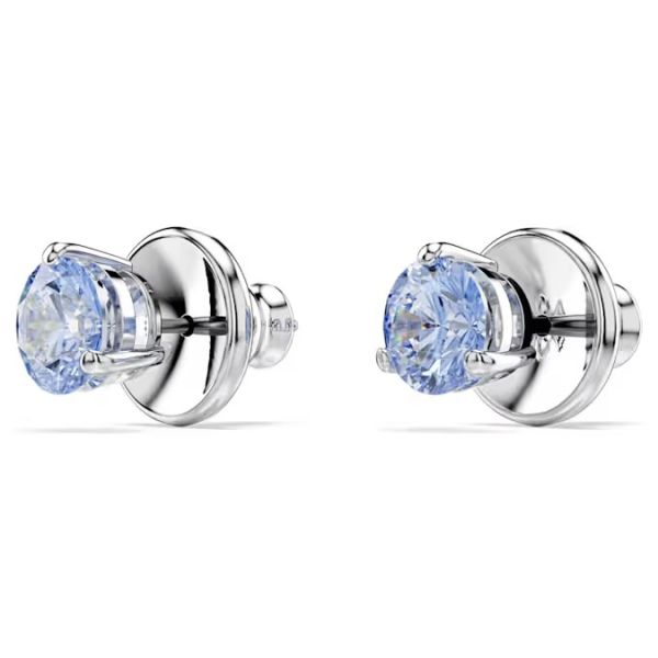 Brincos Swarovski stud Solitaire Lapidação redonda Azul Lacado a Ródio