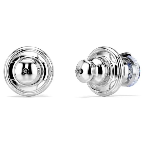 Brincos Swarovski stud Solitaire Lapidação redonda Azul Lacado a Ródio