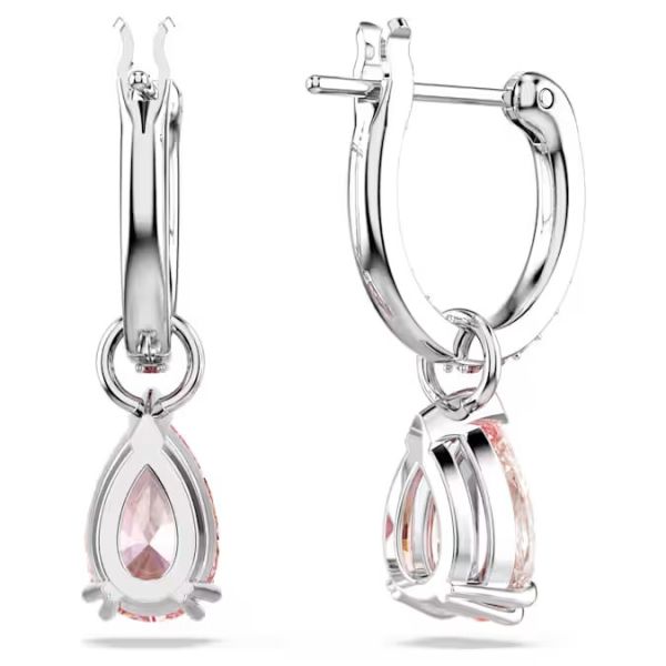 Brincos Swarovski compridos Attract Lapidação pera Rosa Lacado a Ródio