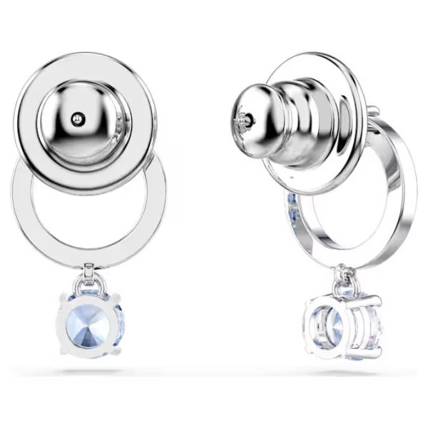 Brincos Swarovski compridos Attract Lapidação redonda Azuis Lacado a Ródio