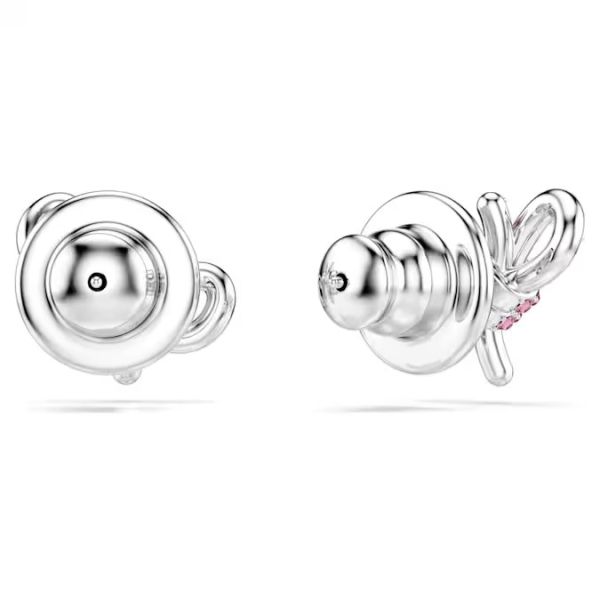 Brincos Swarovski stud Lifelong Bow Laço Rosa Lacado a Ródio